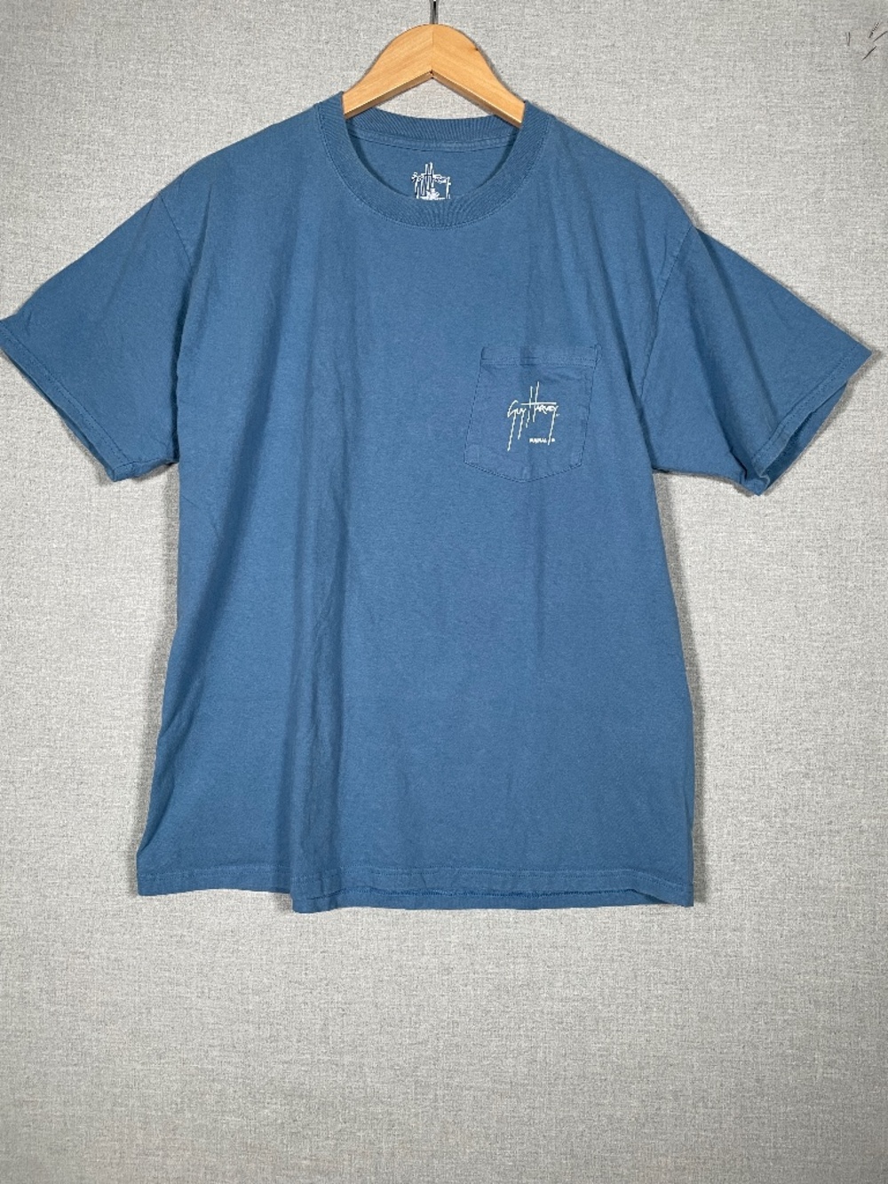 Guy Harvey Redfish Two Seatrout Fishing T-Shirt Men's L Blue Graphic Pocket Tee